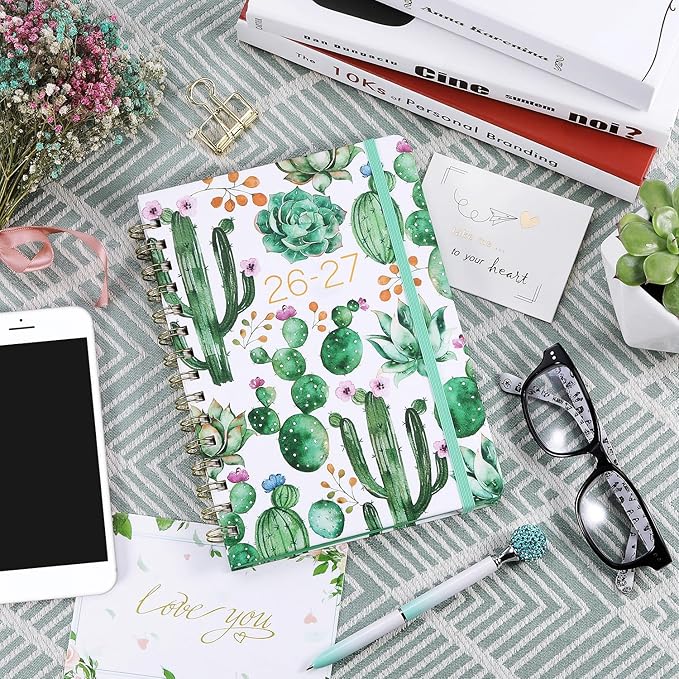 Planner 2026-2027, Academic Planner 2026-2027, JUL 2026 - JUN 2027, 8.5" x 6.4", Calendar Planner with Hardcover, Twin - Wire Binding, Monthly Tabs, Elastic Closure, Daily Organizer
