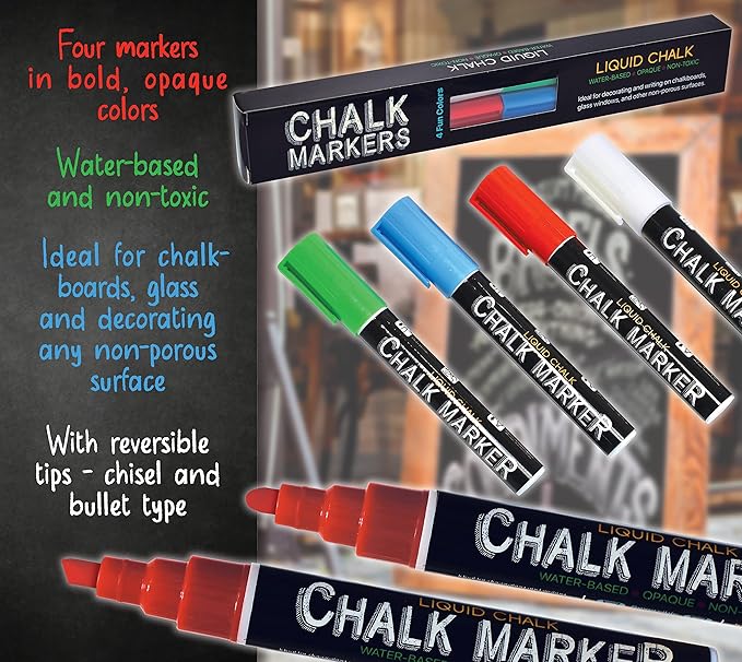 Better Office Products Magnetic Wall Chalkboard Sign, X Large Size 20" x 30", Rustic Wood Frame, Vertical or Horizontal Wall Mount, Includes 4 Chalk Markers + Chalk and Eraser,(Rustic Brown)