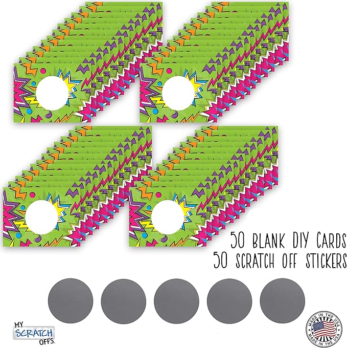 My Scratch Offs 50 Pack Zig Zag Green DIY Custom Make Your Own Scratch Off Cards for Teacher Supplies, Classroom Must Haves, Motivational Cards for Students & Small Business