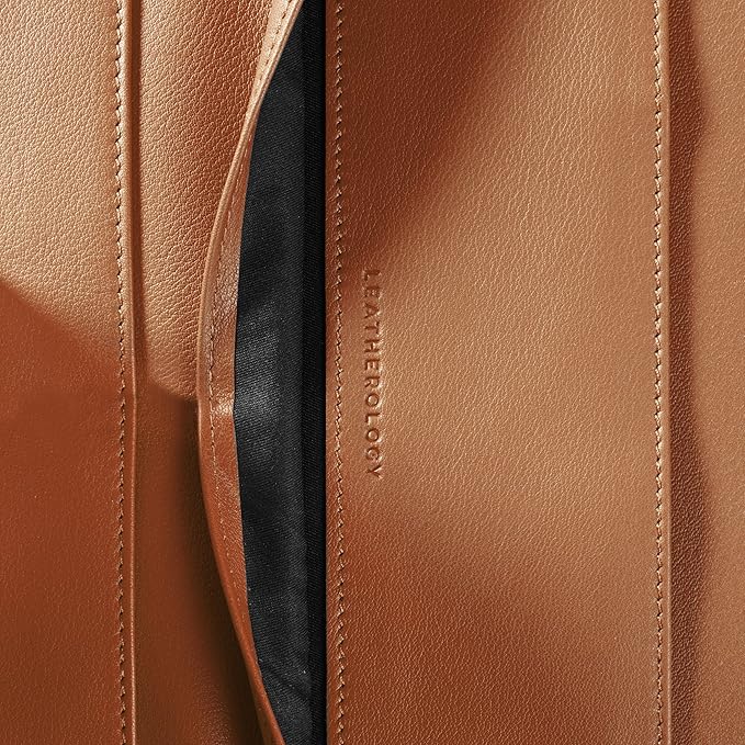 Leatherology Cognac Leatherology Left-Handed Executive Zippered Portfolio - Designed for Left-Hand use, fits A4 and Letter-Size Paper, Includes Expandable Pen Loop