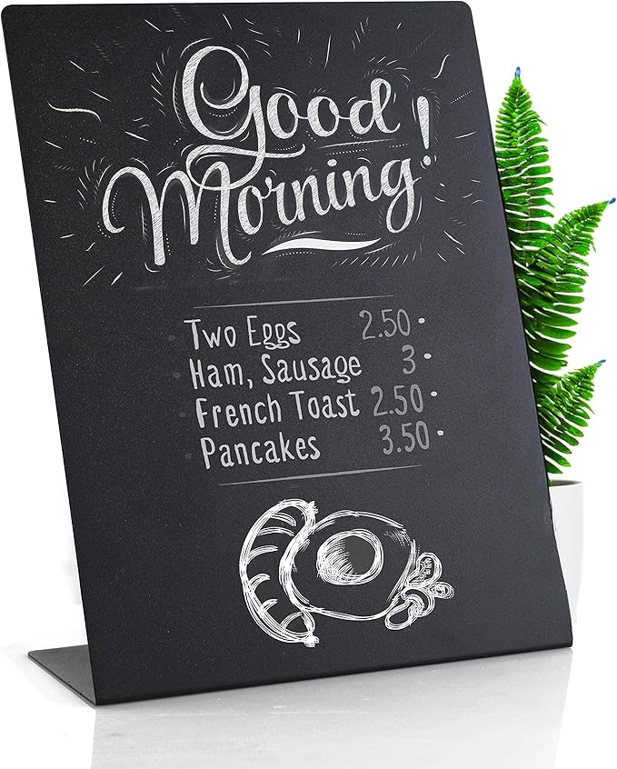 Metal Chalkboard Sign 8 ½ x 11 inches - Food Signs for Party Buffet, Mini Chalkboard Sign, Food Display Card, Kitchen Tabletop Chalkboards, Small Standing Menu Boards for Wedding