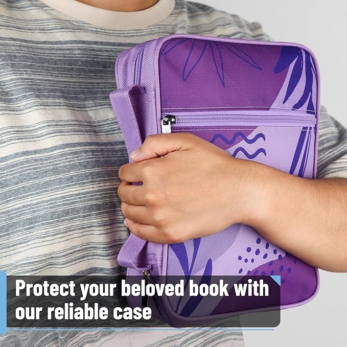 Mr. Pen- Bible Cover Case, Carrying Book Case with Durable Handle and Zippered Pocket, Bible Protective Church Bag for Men & Women, Christian Gifts, Lavender