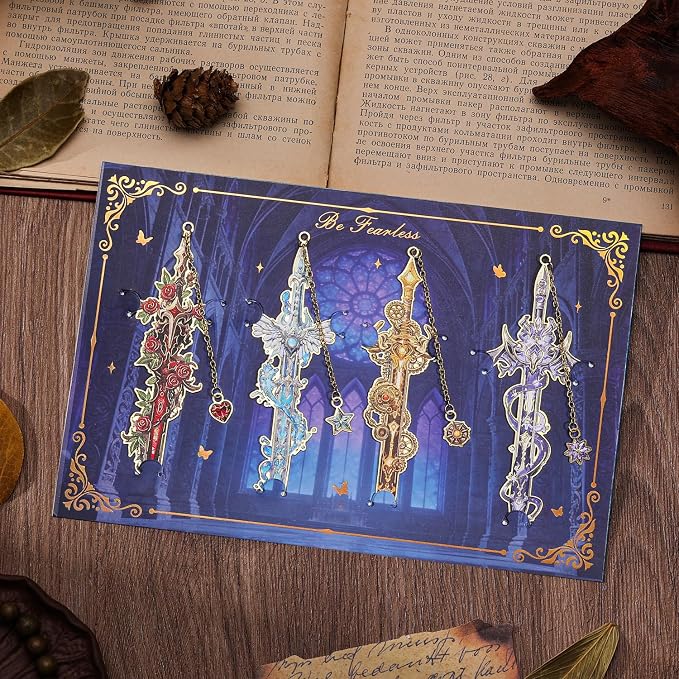 12pcs Fantasy Sword Bookmarks for Books, Journals, Planners - Cool Metal Book Markers for Reading Women & Men, Unique Book Marks Gifts for Book Lovers, Reading Accessories for Students & Adults & Kids