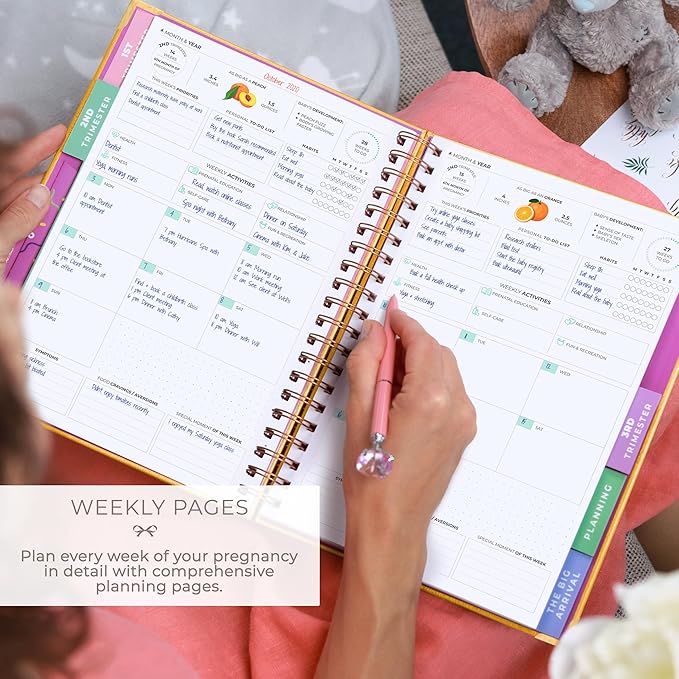 Clever Fox Pregnancy Journal & Memory Book - Pregnancy Planner & Notebook for Expecting Moms – Baby Keepsake, First Time Moms Gift (Amber Yellow, 9" x 10.5" SonoFrame Edition)