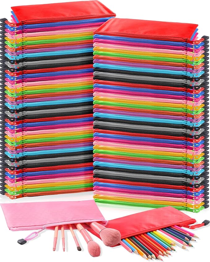 Aliceset 300 Pcs Pencil Pouches Bulk 12 Color A6 Size Small Zipper Pencil Bags Football Pattern Waterproof Bulk Pen Pouches Stationery Storage Bags for Back to College Office Supplies