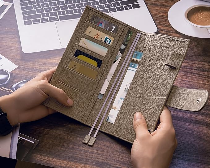 Genuine Leather Cover for Hobonichi Weeks/Weeks Mega with Pen Loop, Card Slots, Back Pocket, and Bookmarks, Multi-functional (Taupe)