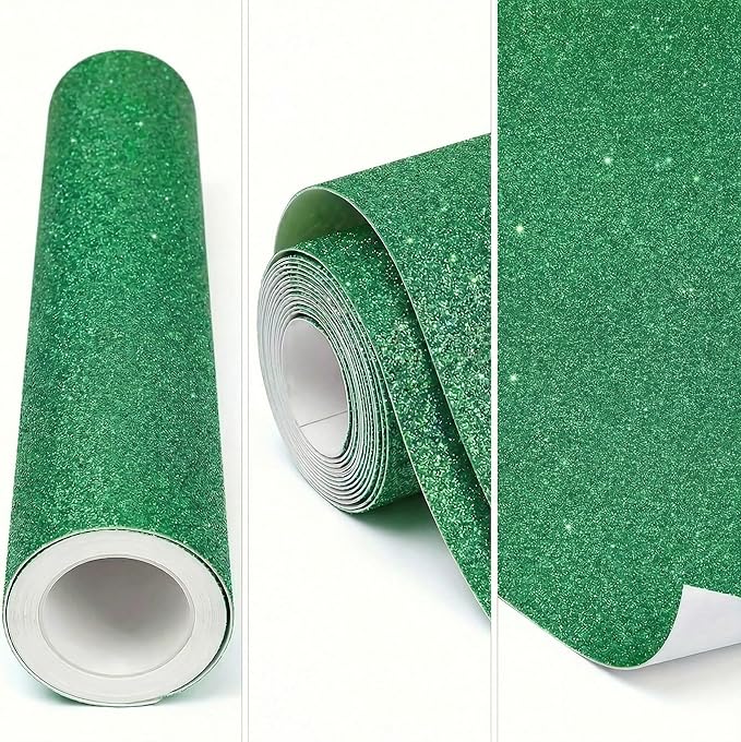 16" × 30ft Green Glitter Bulletin Board Roll Reusable Board Background Paper Wallpaper DIY Art Poster Paper Classroom Bulletin Board Decor for School Office Arts Crafts Home Wall Decor Supplies