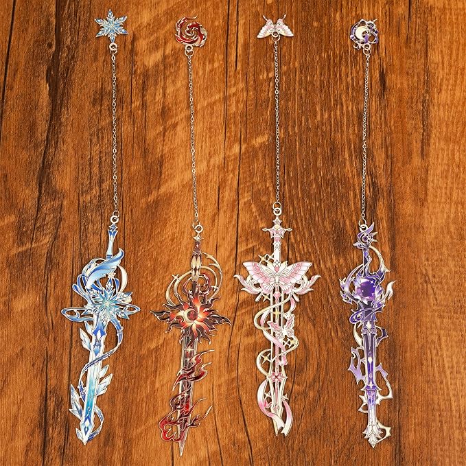 4 Pieces Metal Eternal Sword Series Bookmark, Perfect for Women Readers (BKM-067-F4)