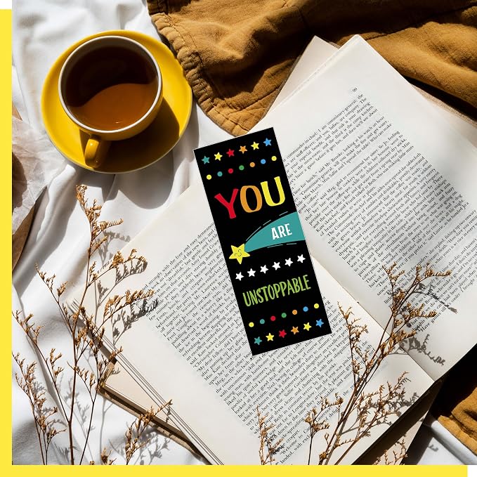120 PCS Motivational Bookmarks, 30 Designs Double Sided Printing Paper Bookmarks Inspirational Book Markers with PET Film for Primary Middle High Reading Students, Book Lovers (2.4” x 6.1”)