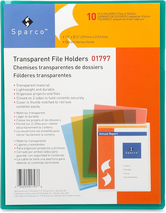 Business Source Transparent Poly File Holders