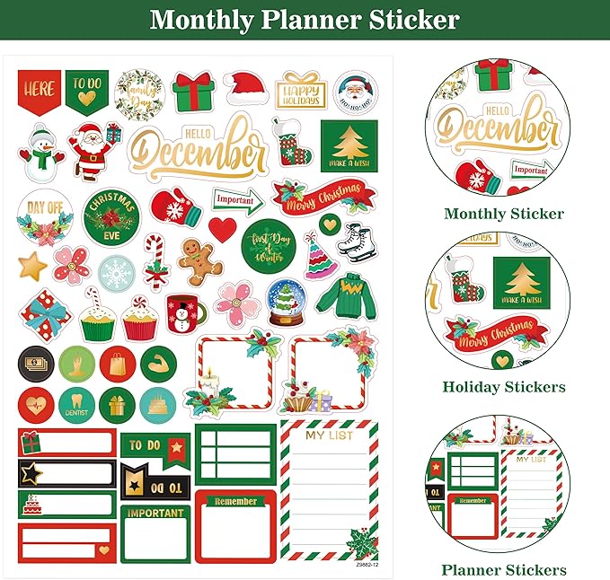 Planner Stickers - Monthly Planner Stickers and Accessories 25 Pages 1500 + Stunning Functional and Colorful Designs, Calendar Sticker Includes Festival Theme Journal Sticker