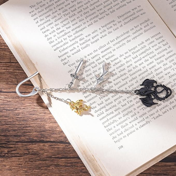 Fantasy Fourth Wing Bookmarks - Dragon Sword Bookmark Gifts Reading Men Book Lovers Cool Merch Metal Page Markers Novel Fans Boys Bookish Students Teachers Birthday School Office Supplies
