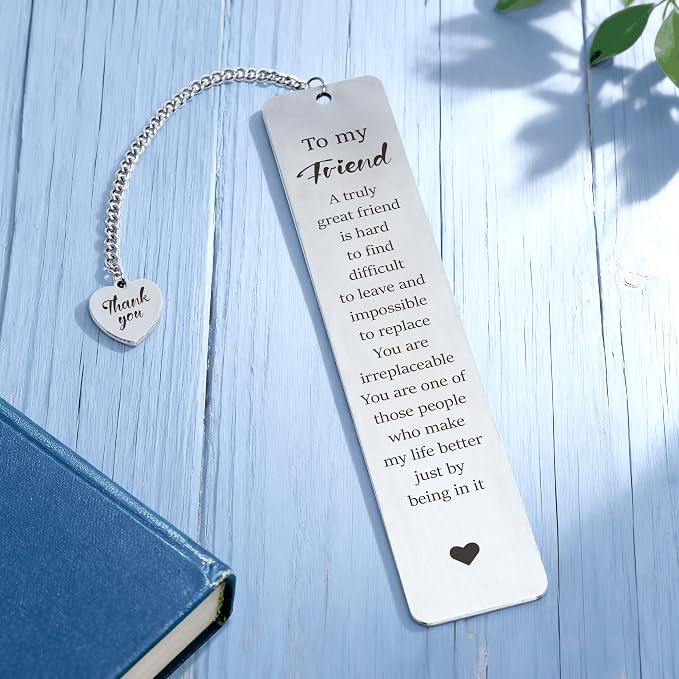 Best Friend Gifts for Women - Metal Sentimental Bookmark for Book Lovers, Friendship Gift & Long Distance Keepsake for Bestie, Birthday Christmas Book Club Present for BFF Reader