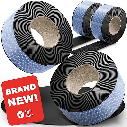 Tough Tape Strap – Self-Adhesive Hook and Loop Tape, Extra Strong 5m x 50mm 2-Pack – Hook and Loop Fastener roll with Permanent Adhesive (-40°C to 100°C) – Fastener Tape for Heavy Duty DIY (Black)