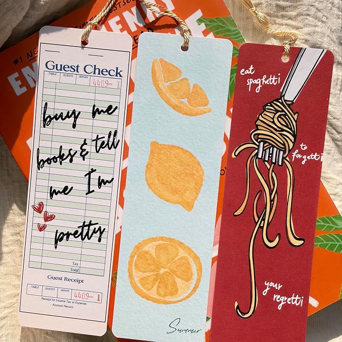 10 Pcs Cute Bookmarks for Women, Double Sided Book Marks for Reading Women, Funny Paper Book Markers Set, Pretty Gifts for Book Lovers, Club, Adults, Girls (Yellow)