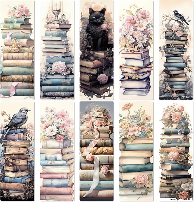 Vintage Bookmarks Bulk Gifts - 100 Pcs Cute Cats Paper Bookmark for Women Girls Students Book Lovers Flower Page Marks School Classroom Reading Accessories Bookish Gift for Birthday Graduation