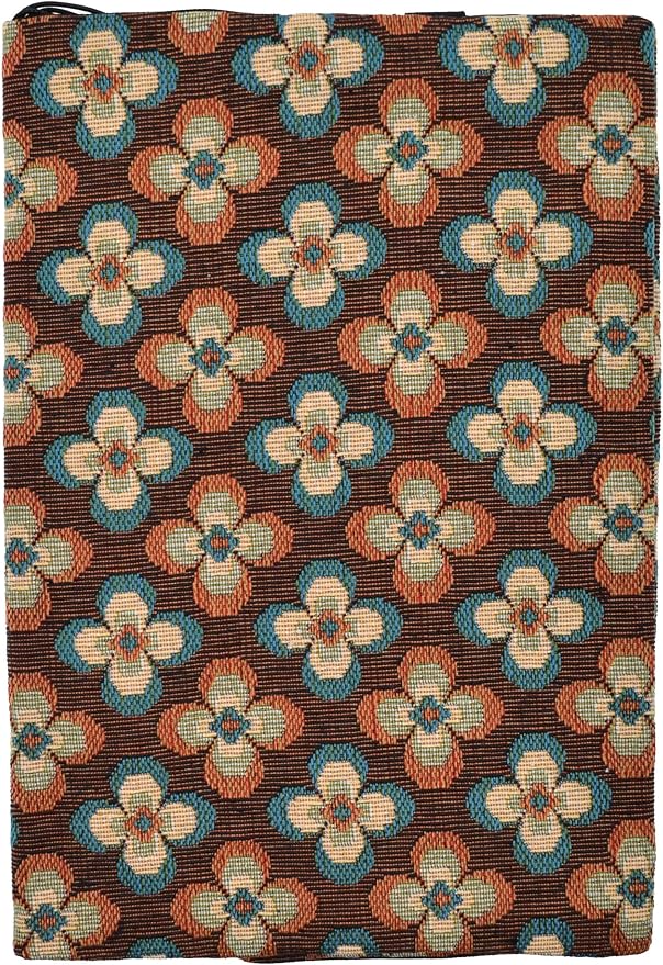 BLBMH 6x9 Bible Book Cover for Women, Non-Stretch Fabric Protector for Paperback, Handmade Soft Cloth Sleeve for Journals Notebooks | Privacy Reading Gift - Vintage Flowers Brown