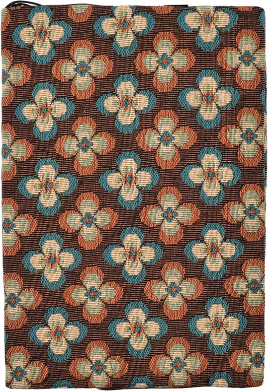 BLBMH 6x9 Bible Book Cover for Women, Non-Stretch Fabric Protector for Paperback, Handmade Soft Cloth Sleeve for Journals Notebooks | Privacy Reading Gift - Vintage Flowers Brown