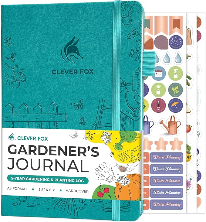 Clever Fox Gardener’s Journal – Guided Gardening Notebook to Plant Vegetables, Flowers & Herbs – 5-Year Garden Log Book for Beginners (Turquoise)