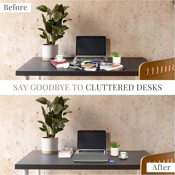 Birch Small Desktop Whiteboard – Glass Dry Erase Board Desk Pad Keyboard Stand with Storage Compartment, Adjustable Dividers, 3 Markers, Eraser & Holder – Perfect for Office, Home, & School (Charcoal)
