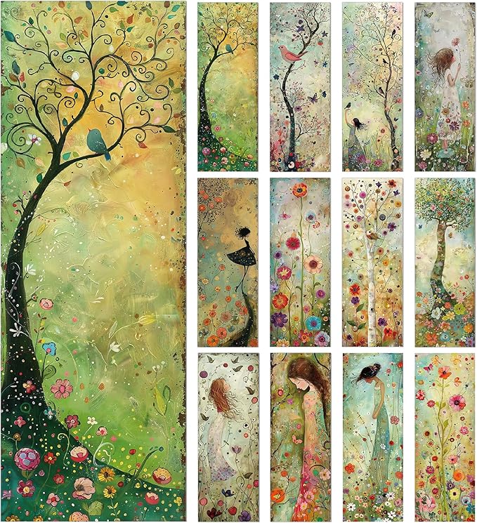 Vintage Spring Bookmarks Gifts - 120 Pcs Flower Butterfly Bookmark Paper Fairy Bird Book Marks Page Marker Clip Favors for Women Men Office Home Book Lovers Reading Home Supplies