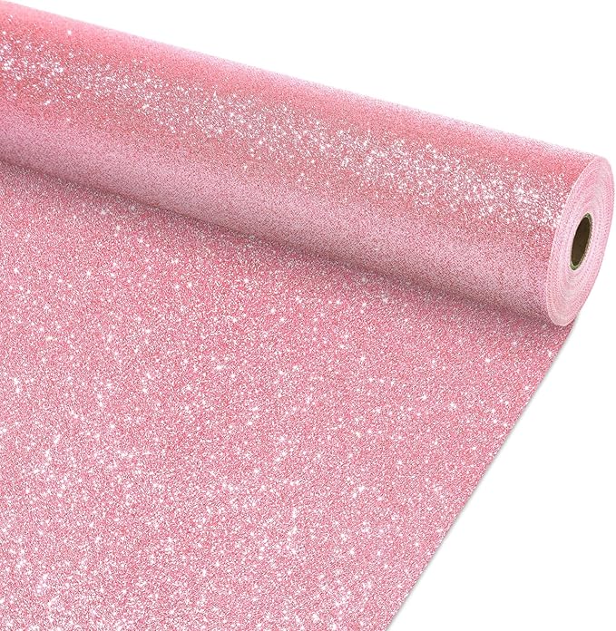 Glitter Bulletin Board Roll Pink Bulletin Board Paper Sparkle Pink Wrapping DIY Art Crafts Fade Resistant Wrinkle Resistant Poster for Classroom Office Home Backdrop Decoration 15.7" x 12 Ft