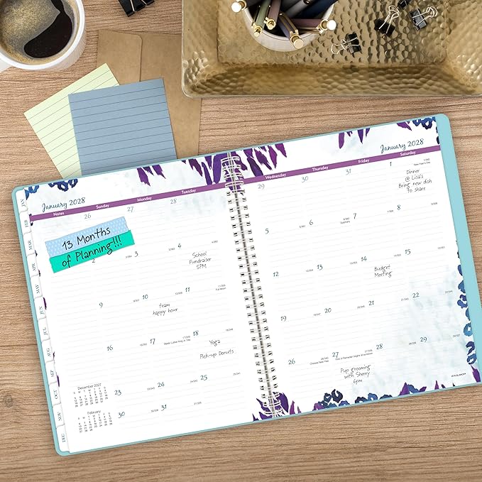AT-A-GLANCE 2027 Appointment Book Planner, Weekly & Monthly, 13-Month Jan-Jan, 8.5" x 11", Hourly, Wild Washes, Teal (523-905-27)