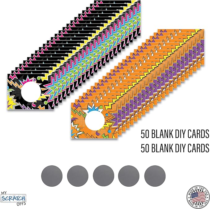 My Scratch Offs Halloween Edition 50 Pack Zig Zag DIY Custom Make Your Own Scratch Off Cards for Teacher Supplies, Classroom Must Haves, Motivational Cards for Students & Small Business