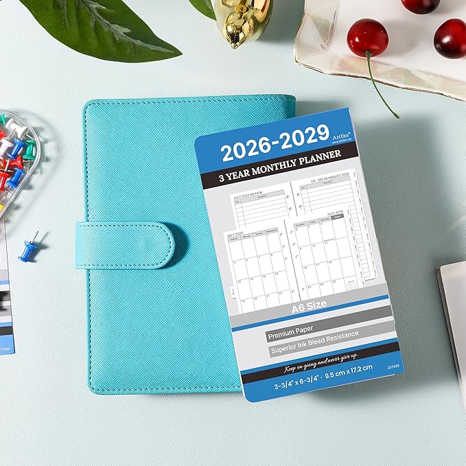 2026-2029 Planner Refills - A6 Planner Inserts with 6-Hole Punched, July 2026 - June 2029, 3 Year Monthly Planner Refills, 3-3/4" x 6-3/4", A6 Binder Inserts, 2026-2029 Monthly Planner with Tabs