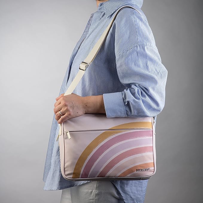DiverseBee Large Bible Cover with Handles and Shoulder Strap, Bible Carrying Case for Women, Bible Tote Bag, Church Book Cover, Christian Gift (Rainbow)