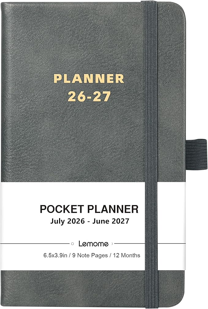 Pocket Calendar 2026-2027 - Pocket Calendar for Purse, Jul. 2026 to Jun. 2027, 6.4'' x 3.9'', Academic Planner Weekly and Monthly, with Elegant Leather