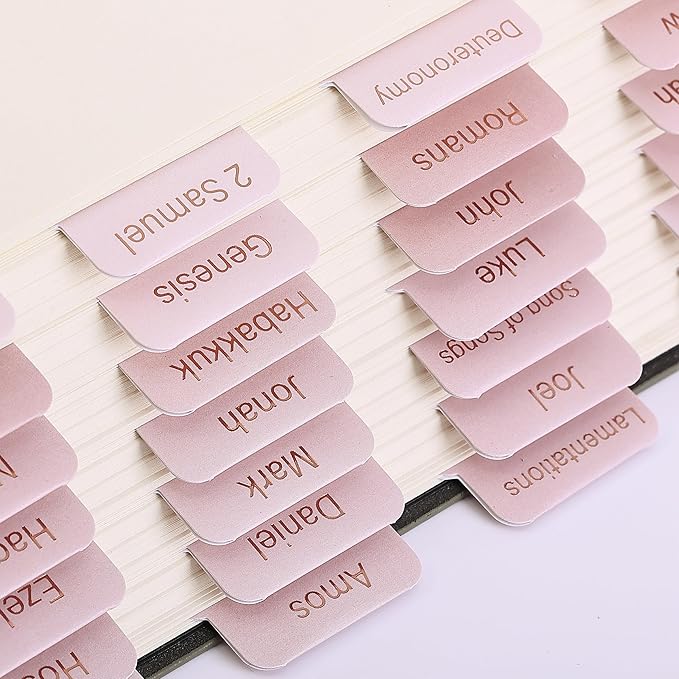 Mr. Pen- Bible Tabs, 75 Tabs, Pink Shades, Gold Foil Lettering, Laminated Bible Tabs for Women and Men, Bible Tabs for Study Bible, Bible Index Tabs, Bible Book Tabs, Bible Labels Tabs