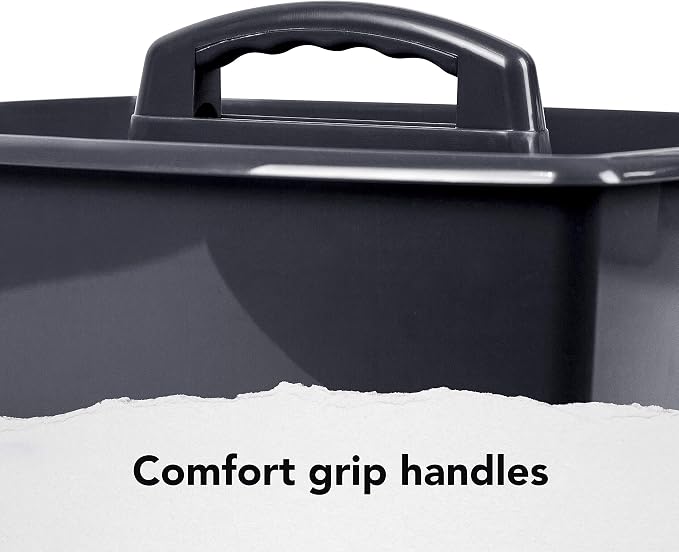 Storex 2-Compartment Large Cleaning Caddy – Multipurpose Supply Organizer with Handle - Black (00973A06C) (Pack of 6)