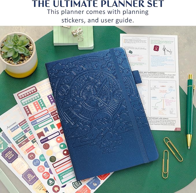 Legend Dated Hourly Weekly Planner 2026 – Daily, Monthly & Yearly Agenda with Time Slots – Hardcover Organizer Journal, 5.8x8.3” (Mystic Blue)