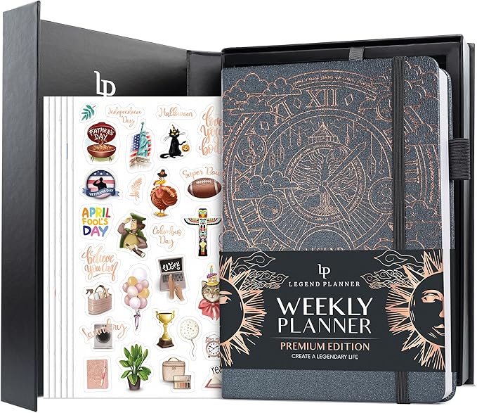 Legend Weekly Planner Premium – Undated Weekly, Monthly & Budget Planner – Life Organizer for Time Management & Productivity, A5 (Mystic Gray)