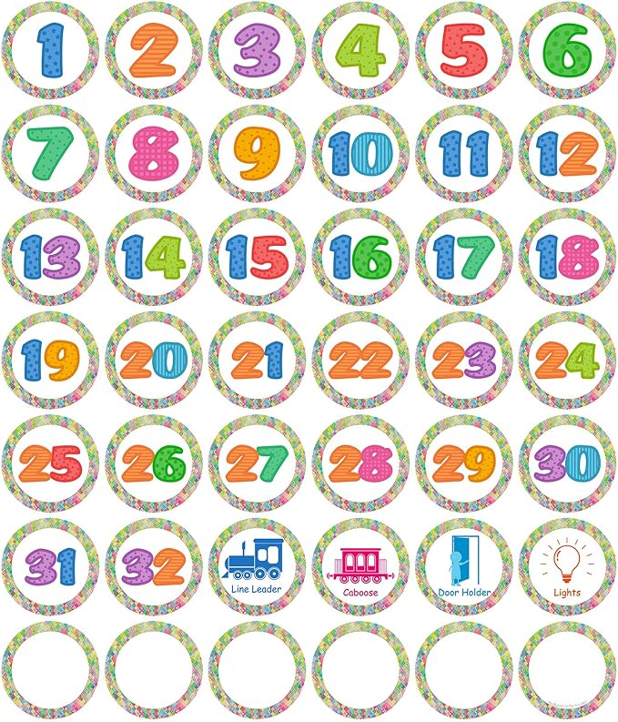 Wisdompro Line Up Spots for Classroom Floor, 42 Pcs 4 Inch Colorful Number Stickers Markers Line Up Dots Floor Decals for Back to School Preschool Kindergarten Elementary Classroom