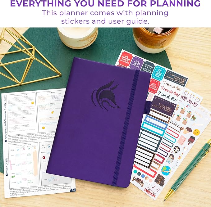Clever Fox Dated Hourly Weekly Planner 2026 – Daily, Monthly & Yearly Agenda Organizer with Time Slots – Hardcover Journal, A5 Size (Purple)