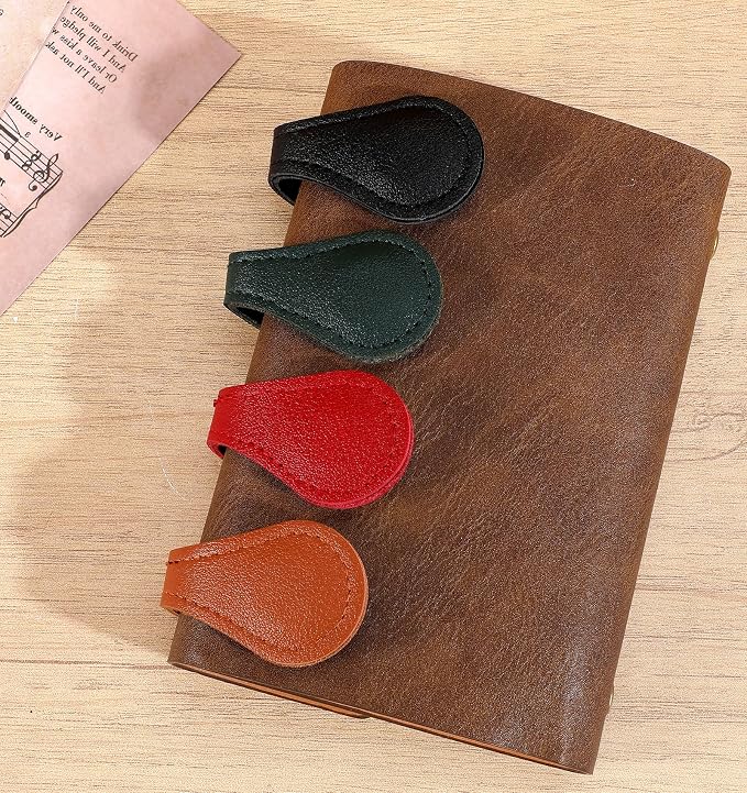 4 Pcs Magnetic Bookmarks for Men, Vintage Magnetic Book Marks for Reading, Double Sided Bookmark Clips, Stylish Leather Bookmarks for Women & Men, Gift for Book Lovers, Vintage Design