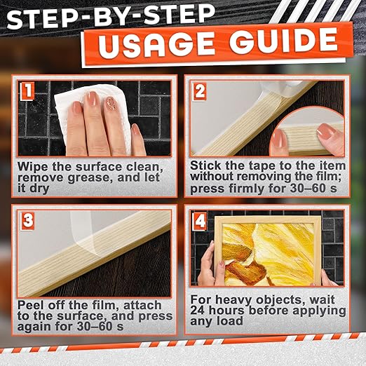 1.18" X 235" Heavy Duty Clear Double Sided Tape – Strong Double Sided Adhesive Tape – Wall Decoration, DIY, Office and Home Projects, No Tools Needed | Works on Tile, Glass, Wood, Metal, and Plastic