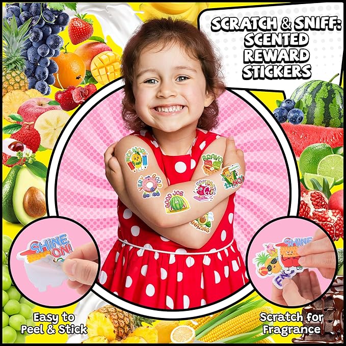 360PCS Scratch and Sniff Stickers, Large Scented Stickers for Kids & Teachers Single, Smelly Incentive Motivational Prize, Christmas Gift Bigger Reward for Student Classroom Must Haves School Supplies