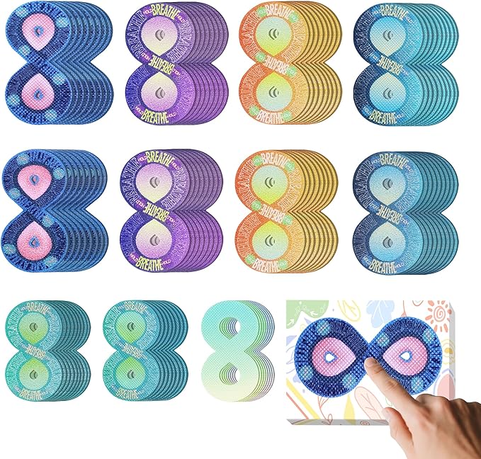 Calm Strips for Anxiety Sensory Stickers Anti Stress Tactile Textured Stickers Combined with Breathing Exercise for Fidget Strips Suitable for Students and Adults (40 PC)