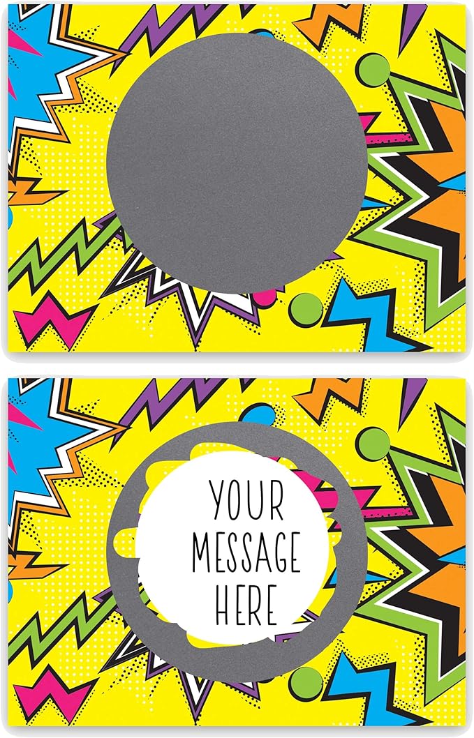 My Scratch Offs 50 Pack Zig Zag Yellow DIY Custom Make Your Own Scratch Off Cards for Teacher Supplies, Classroom Must Haves, Motivational Cards for Students & Small Business