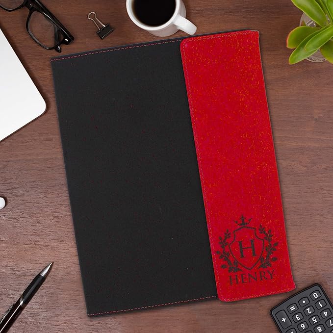 My Personal Memories Personalized Portfolio with Custom Monogrammed Flap - Engraved Teacher, Student, Business, Man, Woman, Gift (Red Flap)