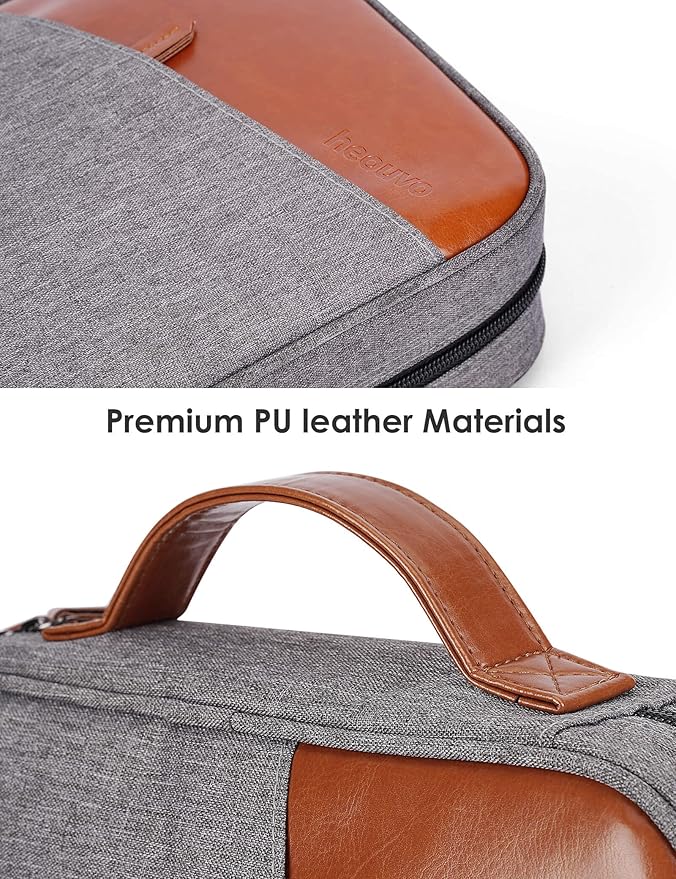 heouvo Bible Covers for Men, Bible Carrying Case with Pockets/Leather Handle, Multi-Functional Large Size Zippered Bible Bag, Great for Bible Study/Daily Use, Bible Case for Men (Gray)