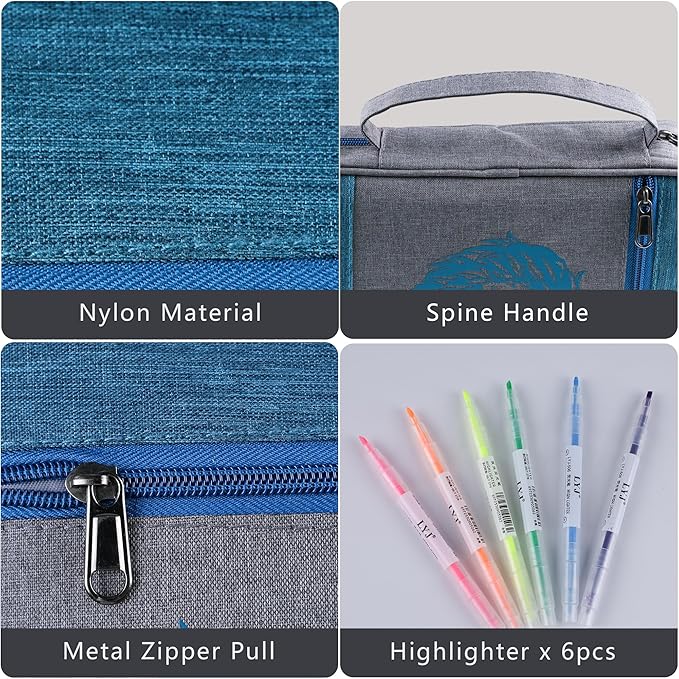 Faithful Hers Bible Cover for Mens Bible Case with 6 highlighters Lightweight Nylon Carrying Bag Multifunction Church Study Book Carrier with Handle Christian Gifts