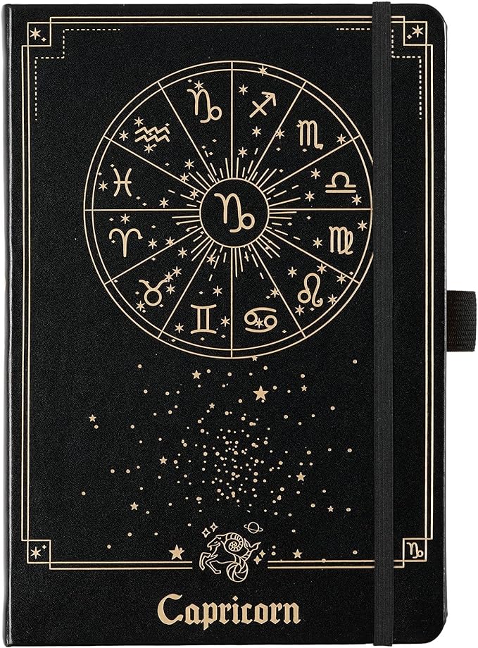AuroPlanner Capricorn Zodiac Undated Planner – Monthly Weekly Daily Astrology Portable Journal Notebook, A5 (5.8” × 8.3”), 160 Pages 4-Month Layout, 100 GSM Paper
