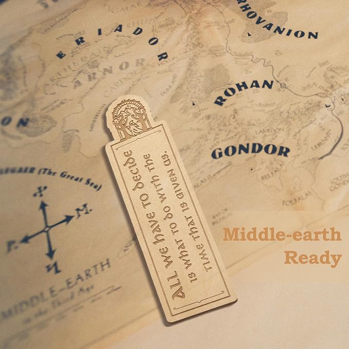 Lord of Rings Bookmarks Iconic Quote Engraved Wooden Book Markers for Tolkien Fans & Bookish Themed Reading Accessories