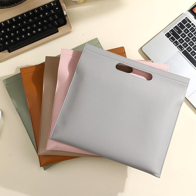 Premium PU Leather Waterproof Document Organizer - Spill-Resistant, Easy to Clean, Multi-Color Options, 13.34x12.56in, Ideal for Students & Professionals (Pink)
