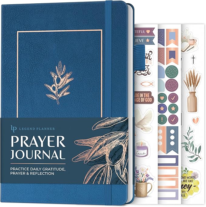 Legend Prayer Journal for Women & Men – Daily Devotional Notebook – Bible Study Supplies & Accessories – Faith Based Gifts – Religious Planner & Spiritual Gods Book, 5.8 x 8.3" (Mystic Blue)