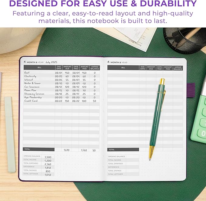 Clever Fox Bill Tracker Notebook – Monthly Bill Payment & Home Finance Organizer with Pocket – Efficient Budget & Expense Planner – Ledger Book to Manage Paying Bills for Saving Money (Purple)
